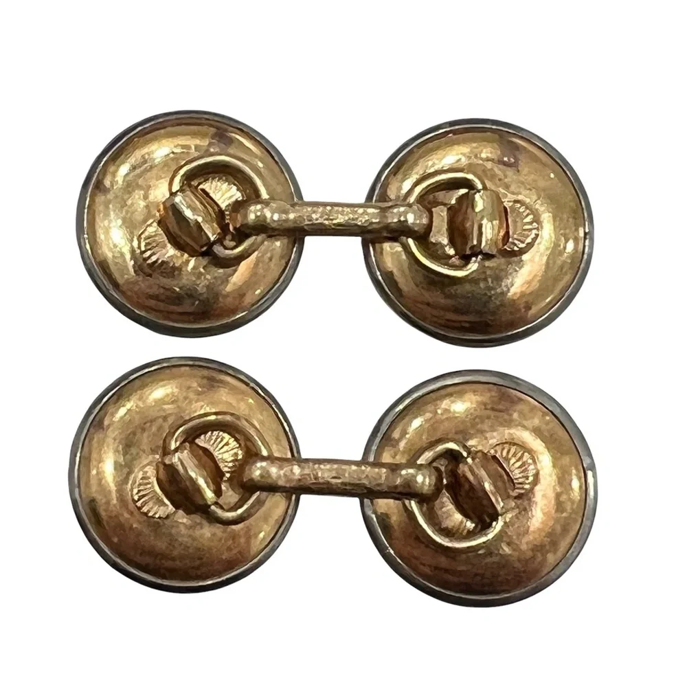 ANTIQUE LARTER & SONS MOTHER OF PEARL/ABALONE ROLLED GOLD DOUBLE SIDED CUFFLINKS